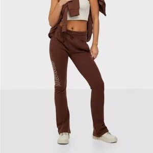 Adidas Originals Luxe 2000s Open Hem Sweatpants Earth Brown Rhinestone Size XS